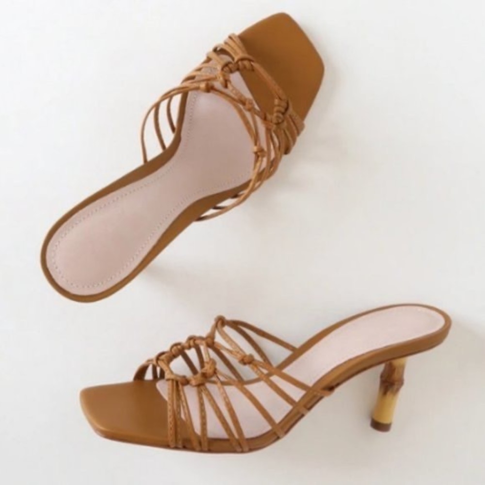 NWOT Schutz Dileni Bamboo Heel Leather Sandals 8.5 new without tags